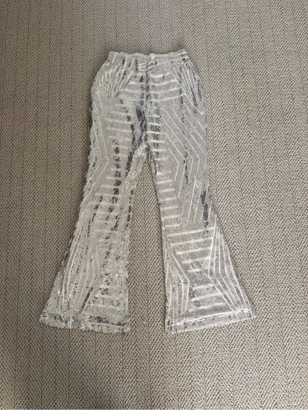 Women’s Silver Sequin Flared Pants